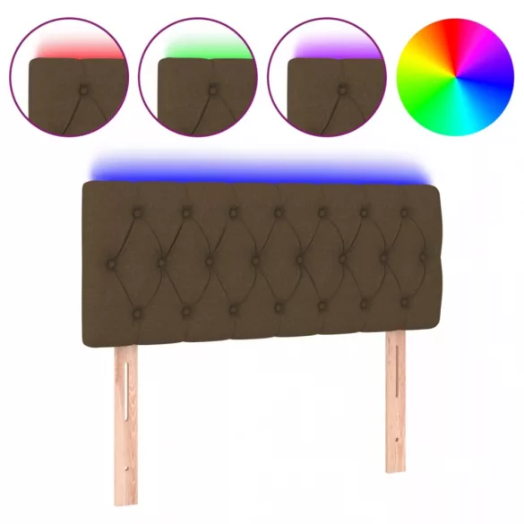 sötétbarna szövet LED-es fejtámla 100 x 7 x 78/88 cm