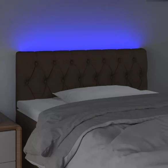 sötétbarna szövet LED-es fejtámla 100 x 7 x 78/88 cm