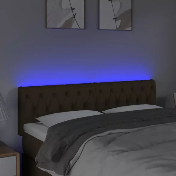 sötétbarna szövet LED-es fejtámla 144 x 7 x 78/88 cm