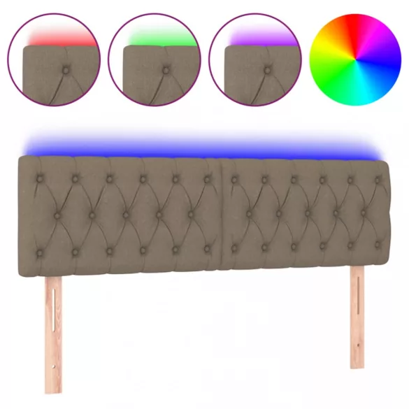 tópszínű szövet LED-es fejtámla 144x7x78/88 cm