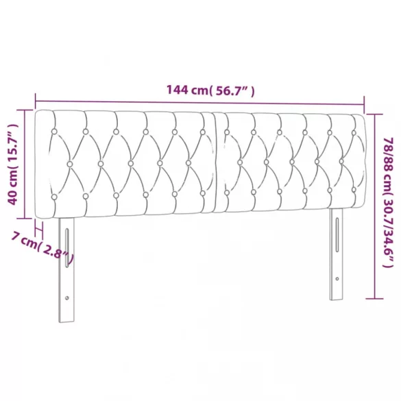 tópszínű szövet LED-es fejtámla 144x7x78/88 cm