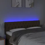 sötétbarna szövet LED-es fejtámla 160x7x78/88 cm