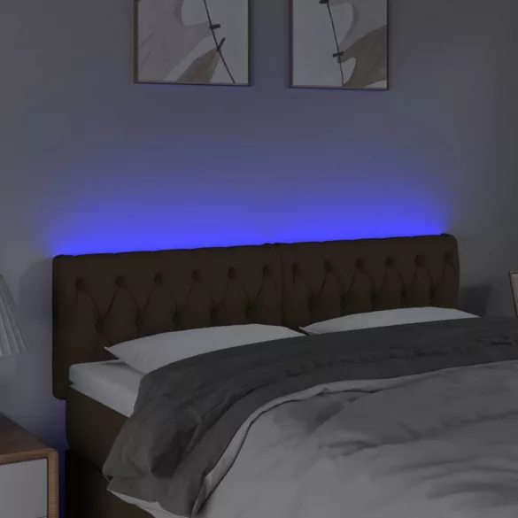 sötétbarna szövet LED-es fejtámla 160x7x78/88 cm