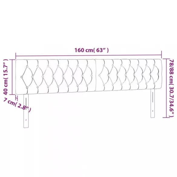 sötétbarna szövet LED-es fejtámla 160x7x78/88 cm