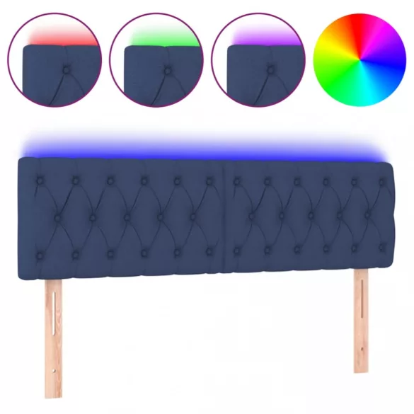 kék szövet LED-es fejtámla 160x7x78/88 cm