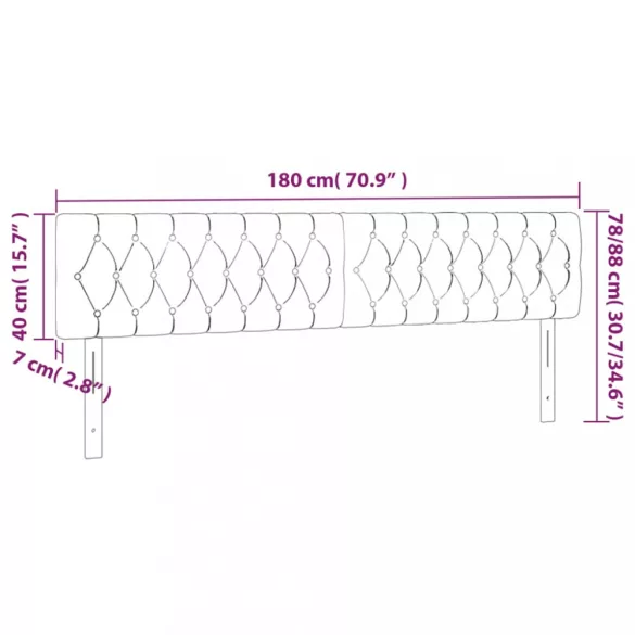 sötétszürke szövet LED-es fejtámla 180x7x78/88 cm