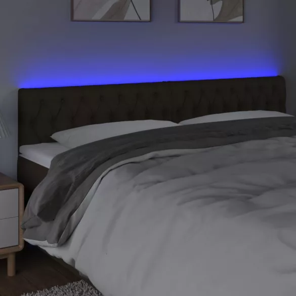 sötétbarna szövet LED-es fejtámla 180x7x78/88 cm