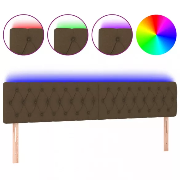 sötétbarna szövet LED-es fejtámla 200x7x78/88 cm