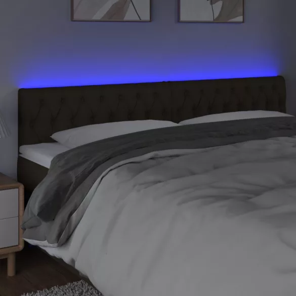 sötétbarna szövet LED-es fejtámla 200x7x78/88 cm