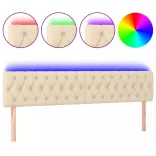 krémszínű szövet LED-es fejtámla 200x7x78/88 cm
