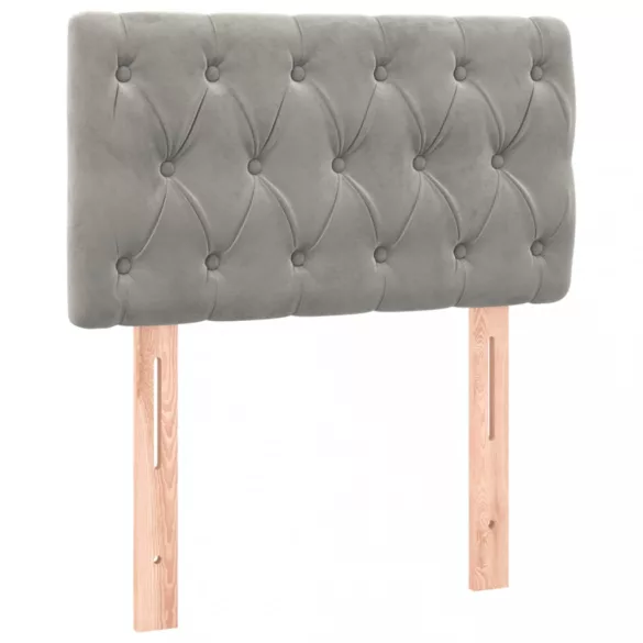 világosszürke bársony LED-es fejtámla 80x7x78/88 cm