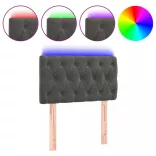 sötétszürke bársony LED-es fejtámla 80x7x78/88 cm