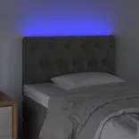 sötétszürke bársony LED-es fejtámla 80x7x78/88 cm