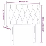 sötétszürke bársony LED-es fejtámla 80x7x78/88 cm