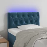 sötétkék bársony LED-es fejtámla 80 x 7 x 78/88 cm