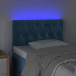 sötétkék bársony LED-es fejtámla 80 x 7 x 78/88 cm