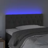 sötétszürke bársony LED-es fejtámla 90 x 7 x 78/88 cm