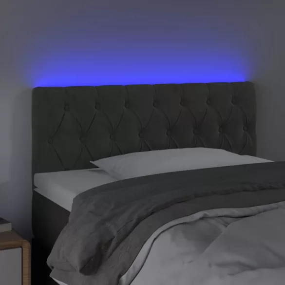 sötétszürke bársony LED-es fejtámla 90 x 7 x 78/88 cm