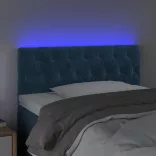 sötétkék bársony LED-es fejtámla 90 x 7 x 78/88 cm