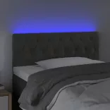 sötétszürke bársony LED-es fejtámla 100 x 7 x 78/88 cm