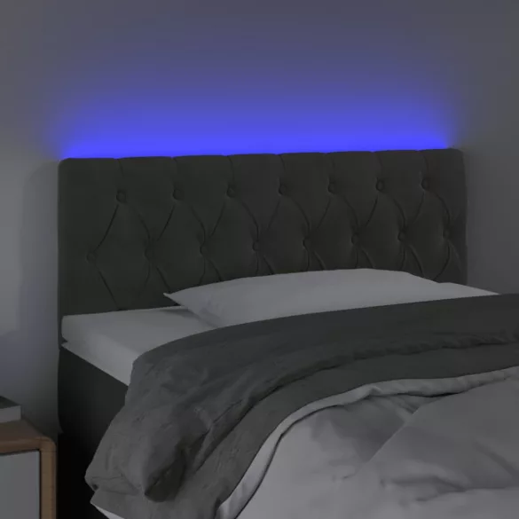 sötétszürke bársony LED-es fejtámla 100 x 7 x 78/88 cm