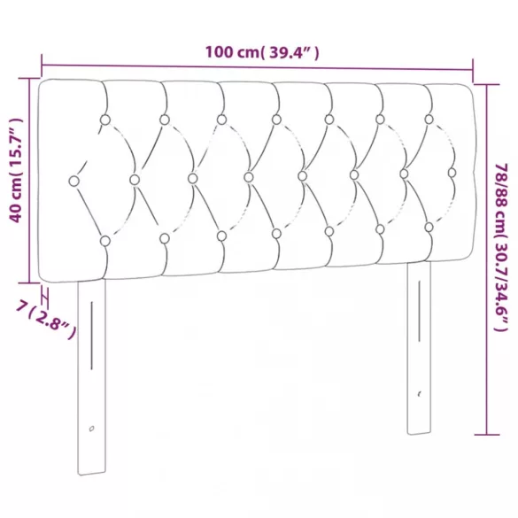 sötétszürke bársony LED-es fejtámla 100 x 7 x 78/88 cm