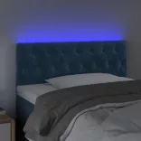sötétkék bársony LED-es fejtámla 100 x 7 x 78/88 cm