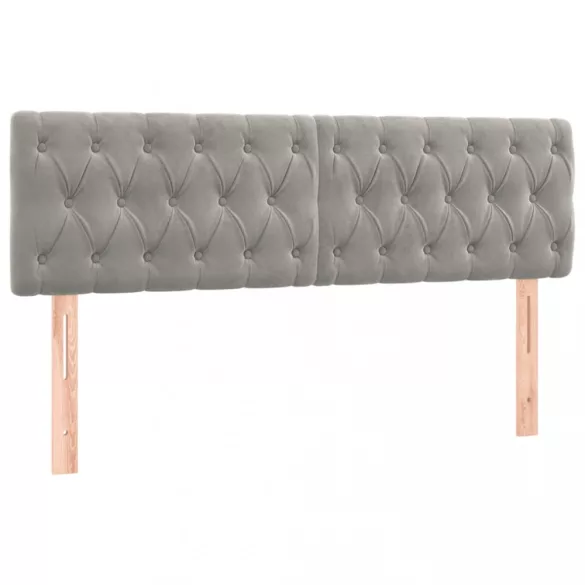 világosszürke bársony LED-es fejtámla 144 x 7 x 78/88 cm