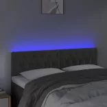 sötétszürke bársony LED-es fejtámla 144 x 7 x 78/88 cm