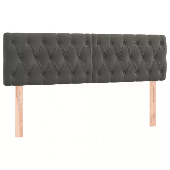 sötétszürke bársony LED-es fejtámla 144 x 7 x 78/88 cm