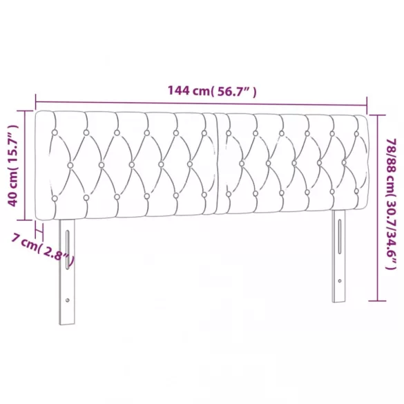 sötétzöld bársony LED-es fejtámla 144 x 7 x 78/88 cm
