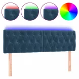 sötétkék bársony LED-es fejtámla 144 x 7 x 78/88 cm