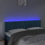 sötétkék bársony LED-es fejtámla 144 x 7 x 78/88 cm