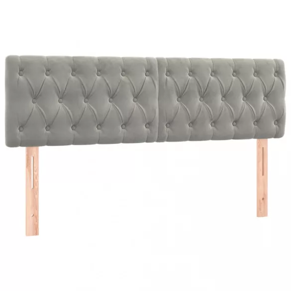 világosszürke bársony LED-es fejtámla 160 x 7 x 78/88 cm