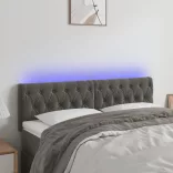 sötétszürke bársony LED-es fejtámla 160 x 7 x 78/88 cm