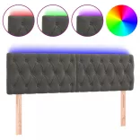 sötétszürke bársony LED-es fejtámla 160 x 7 x 78/88 cm