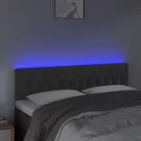 sötétszürke bársony LED-es fejtámla 160 x 7 x 78/88 cm