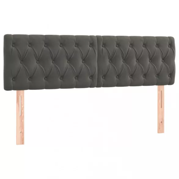 sötétszürke bársony LED-es fejtámla 160 x 7 x 78/88 cm