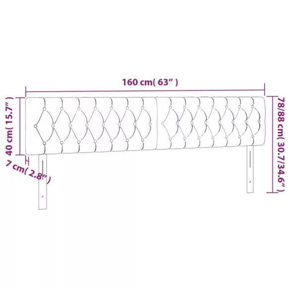 sötétzöld bársony LED-es fejtámla 160 x 7 x 78/88 cm