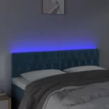 sötétkék bársony LED-es fejtámla 160 x 7 x 78/88 cm