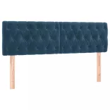 sötétkék bársony LED-es fejtámla 160 x 7 x 78/88 cm