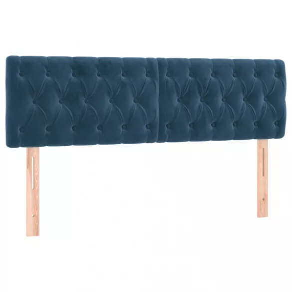 sötétkék bársony LED-es fejtámla 160 x 7 x 78/88 cm