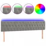 világosszürke bársony LED-es fejtámla 180 x 7 x 78/88 cm