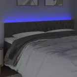 sötétszürke bársony LED-es fejtámla 180 x 7 x 78/88 cm