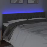 sötétszürke bársony LED-es fejtámla 200 x 7 x 78/88 cm