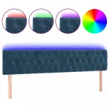 sötétkék bársony LED-es fejtámla 200 x 7 x 78/88 cm