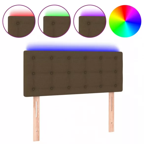sötétbarna szövet LED-es fejtámla 80 x 5 x 78/88 cm