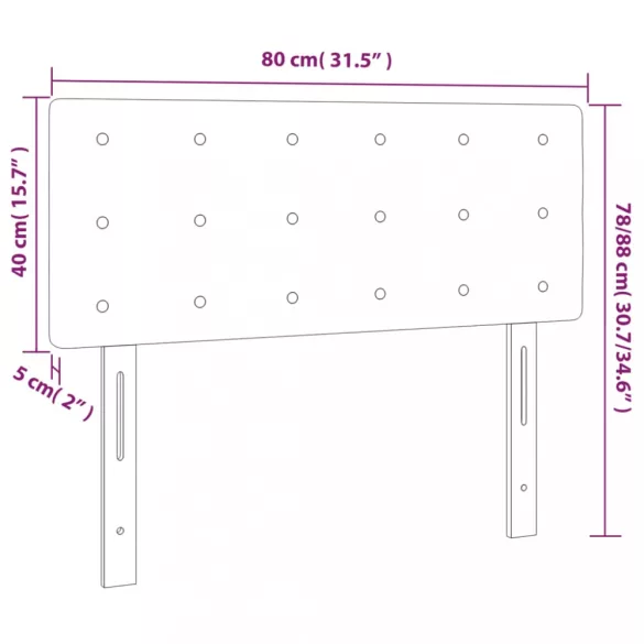 sötétbarna szövet LED-es fejtámla 80 x 5 x 78/88 cm