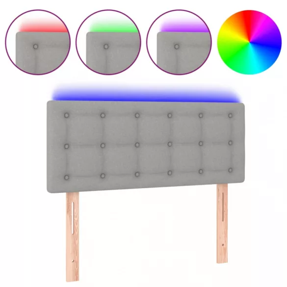 világosszürke szövet LED-es fejtámla 90x5x78/88 cm