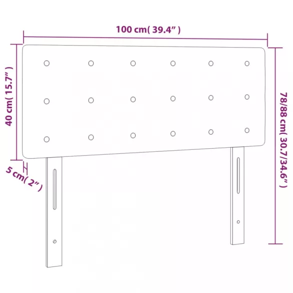 sötétbarna szövet LED-es fejtámla 100x5x78/88 cm